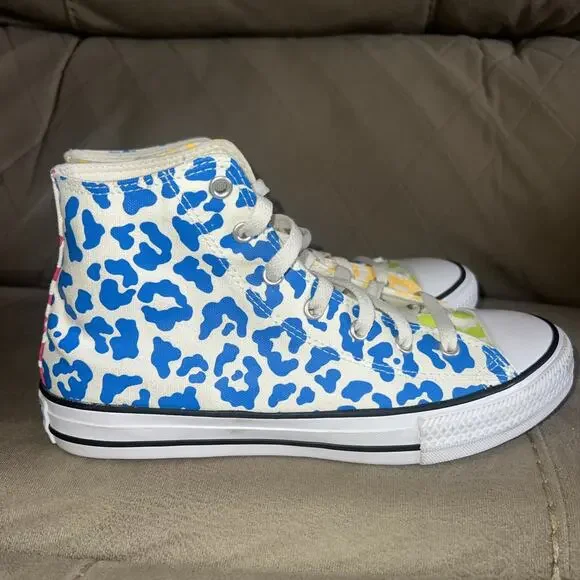 Converse All Star HI Marquis Mills Junior Sz 6 / 7.5 Leopard Print Chuck Taylor - Picture 4 of 11